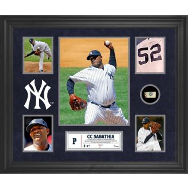 CC Sabathia New York Yankees Framed 5-Photo Collage with Piece of Game-Used Ball