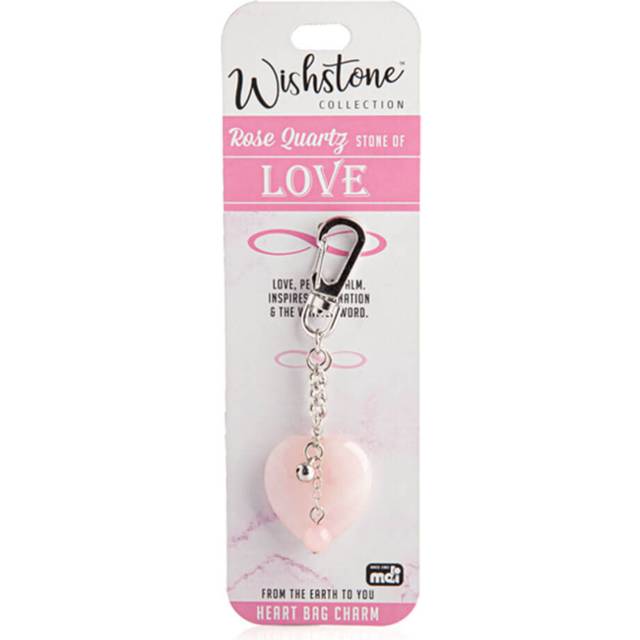 Wishstone collection beautiful rose quartz peace and calm heart shape bag charm