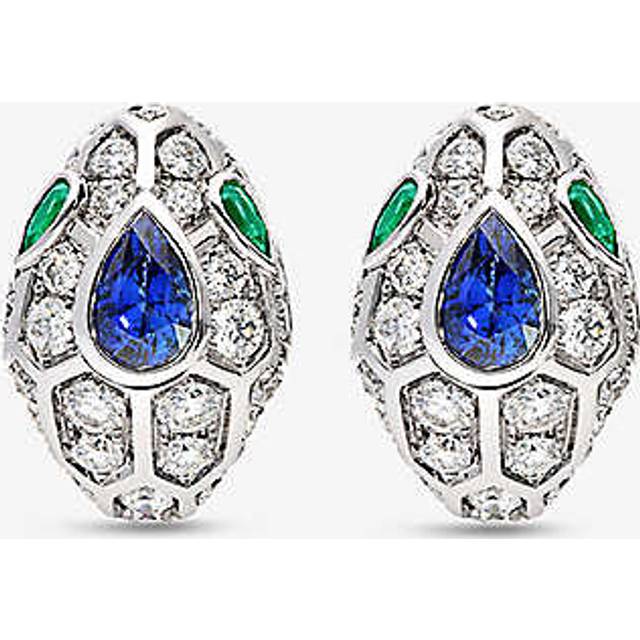 Bvlgari White Gold, Diamond, Sapphire and Emerald Serpenti Earrings - One size