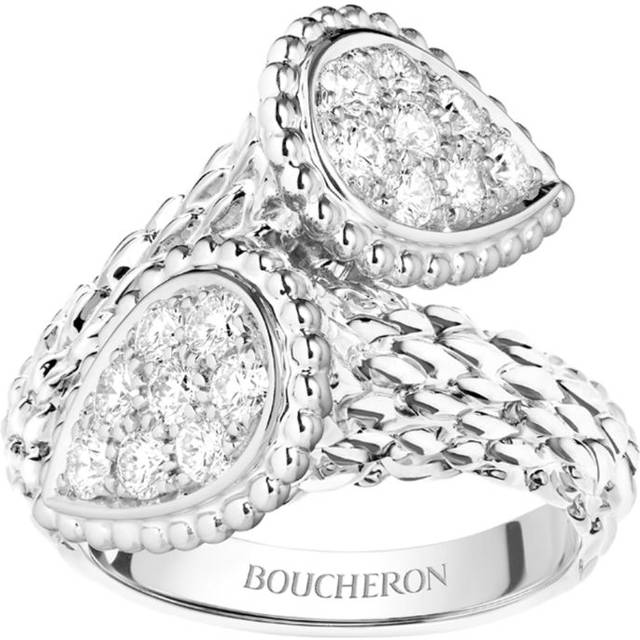 Boucheron Womens White Serpent Boh&#232;me Toi Et Moi 18ct White-gold and Diamond Ring 54mm - WHITE