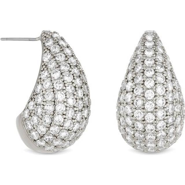 MOOD By Jon Richard Silver Crystal Dome Hoop Earrings