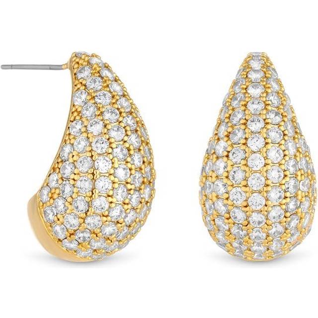 MOOD By Jon Richard Gold Crystal Dome Hoop Earrings