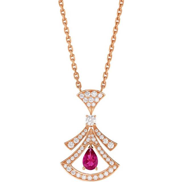 Bvlgari Womens Rose Gold Divas&#8217; Dream 18ct Rose-gold, 0.46ct Brilliant-cut Diamond and Rubellite Pendant Necklace 1 Size - ROSE GOLD
