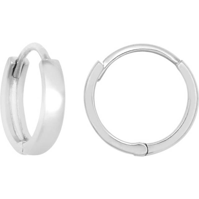 Jewelco London Ladies Solid 9ct White Gold Domed Polished Huggie Hoop Earrings, 10mm - JER810
