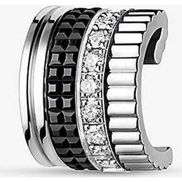 Boucheron Womens Black Quatre Edition Medium 18ct White-gold, Pvd and 0.14ct Brilliant-cut Diamond Single Ear Cuff - BLACK