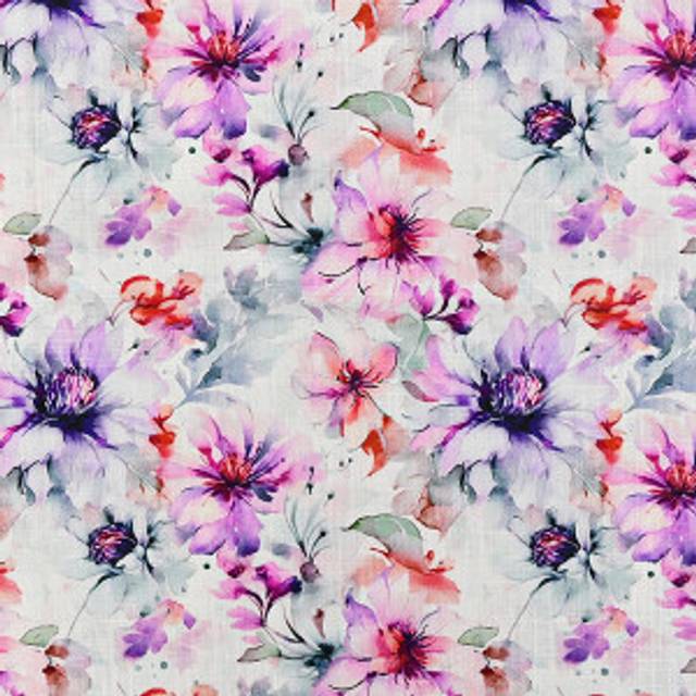Lin/Viskos Jersey Tyg 1413 Blommor - 50cm