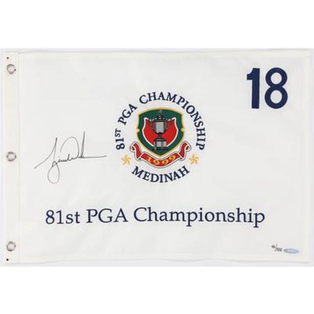 Tiger Woods Autographed 1999 PGA Championship Pin Flag - Upper Deck