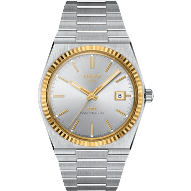Tissot Herrenuhr PRX Powermatic 80 Stahl & 18K Goldlünette T9314074103101 - bicolor