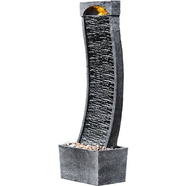 Teamson Home Peaktop Outdoor Garden Patio Decor Curved Water Fountain Feature RJ-19048-UK, Grey