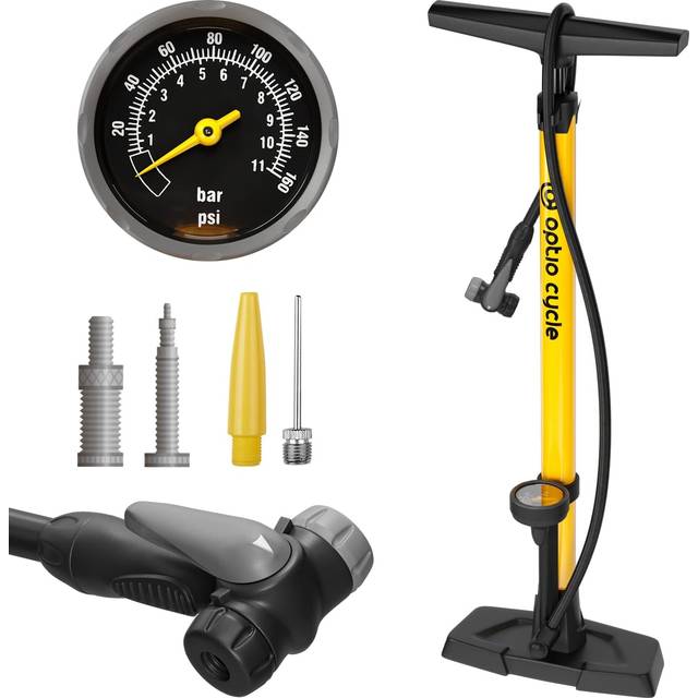 Tyre Pump With Pressure Gauge Optio Cycle Presta Valve Pump 160 PSI 11 Bar Bike Tyre Pump Track Pump Bike Pumps With Pressure Gauge Bicycle Pump With