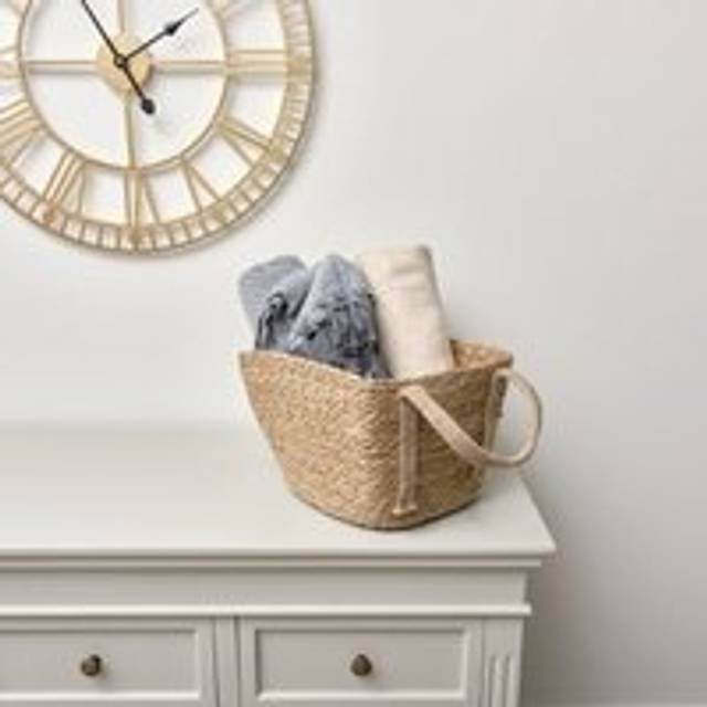 Rustic Woven Storage Basket with Handles - Large Material: Home Decor & Accessories