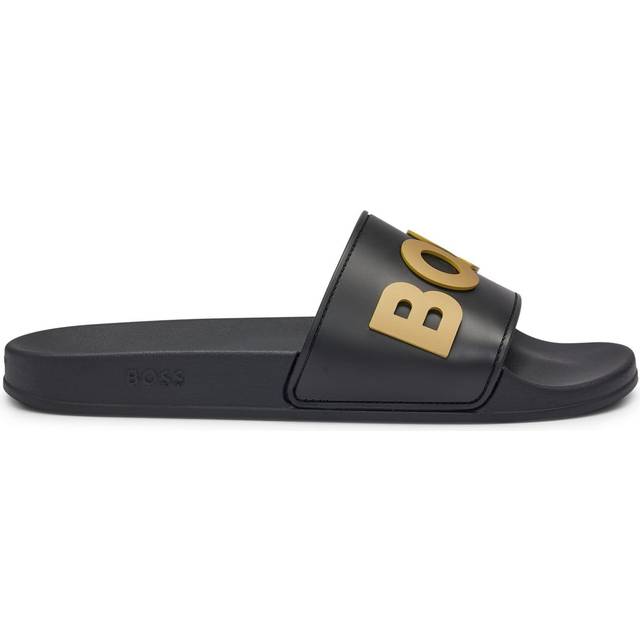 Boss Orange Kirk Mens Italian-Made Slides with Raised Logo NOS - Black - Size UK 13