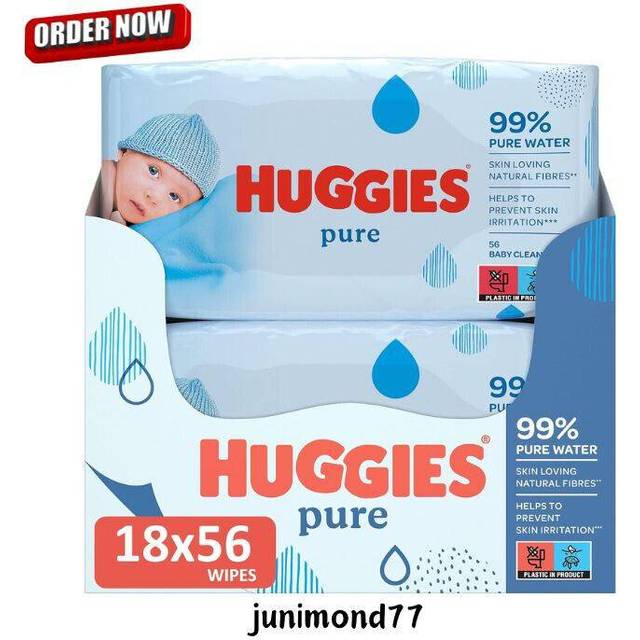 Huggies Pure, Baby Wipes, 18 Packs (1008 Wipes Total)