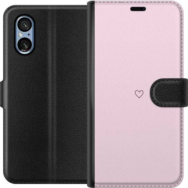 Sony Xperia 5 V Svart Plånboksfodral Hjärta