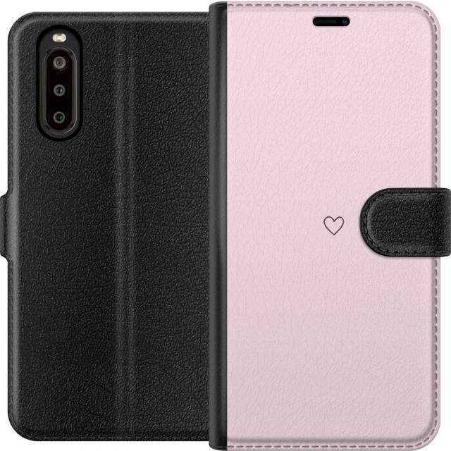Sony Xperia 10 II Svart Plånboksfodral Hjärta