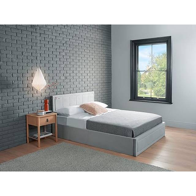 (Single, Silver) Single grey ottoman bed with lift up storage - BAILEY