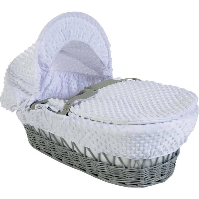 Cuddles Collection Grey Wicker Moses Basket with White Dimple Design - Made Exclusively in the UK