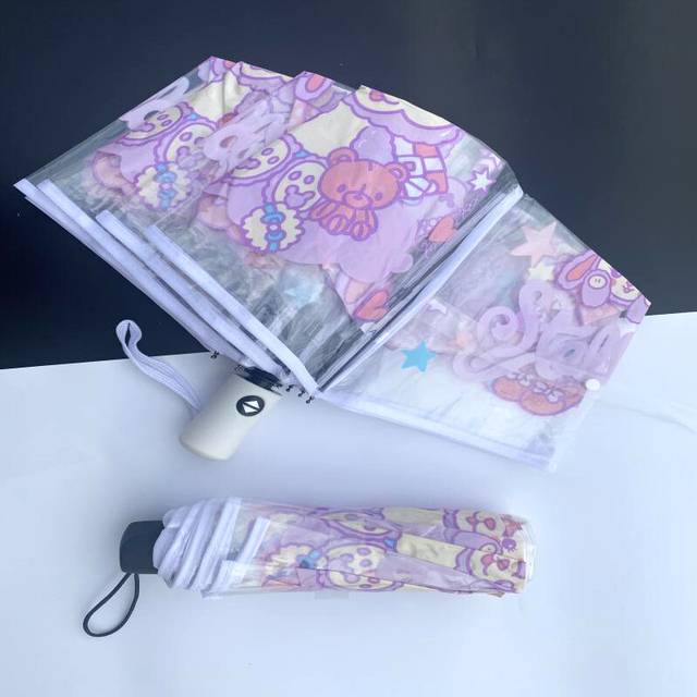 (Style H) Kuromi Cinnamoroll Transparent Plastic Umbrella Fashion Cute Practical Girl