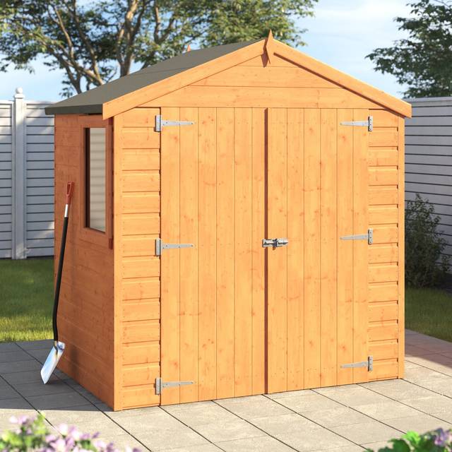 Shire Bute Apex Double Door Shed 4x6 - Honey Brown