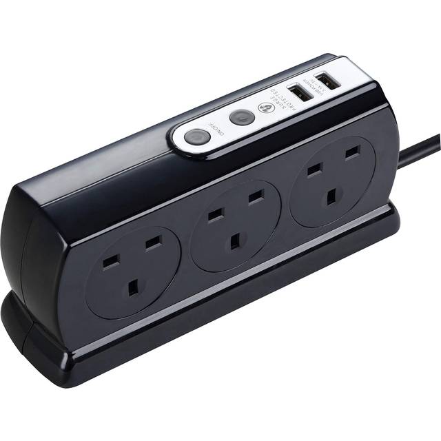 Masterplug srgdsu62pb 6-outlet 2x usb extension lead - black