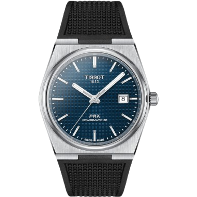 TISSOT PRX 40MM Powermatic 80 Blue Dial Rubber Men's Watch T137.407.17.041.00 / T1374071704100 - 40 mm