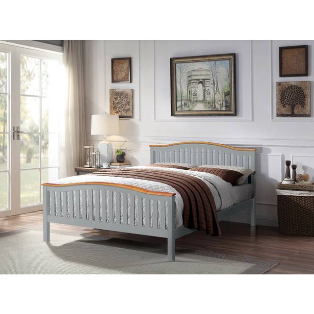 (King , Grey) 3ft 4ft6 5ft Solid Wooden Curved Bed Frame in Grey or White