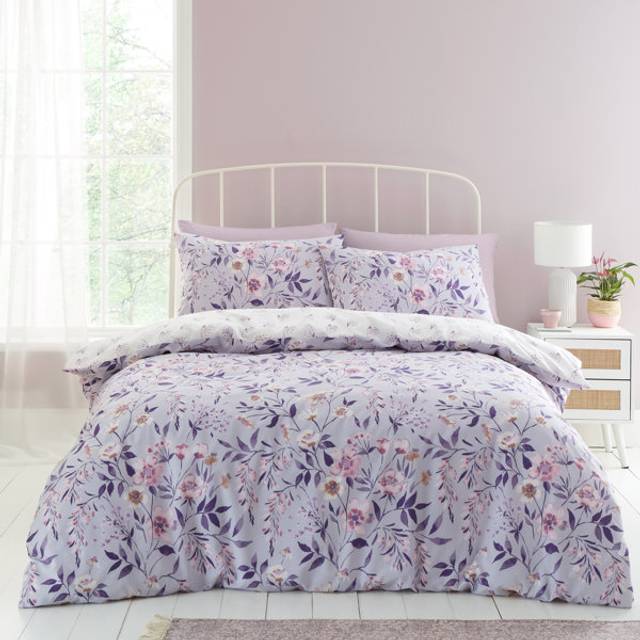 Catherine Lansfield Isadora Floral Duvet Cover Bedding Set Lilac - Purple