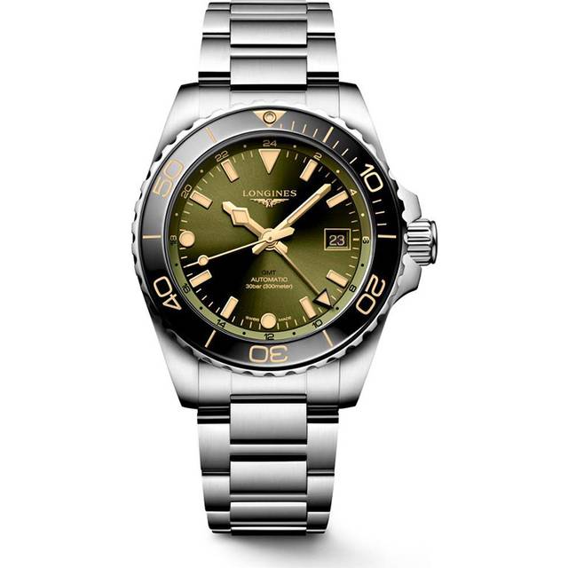 LONGINES Hydro Conquest GMT 41MM AUTO SS Men's Watch L3.790.4.06.6 / L37904066 - Sunray green - 41 mm