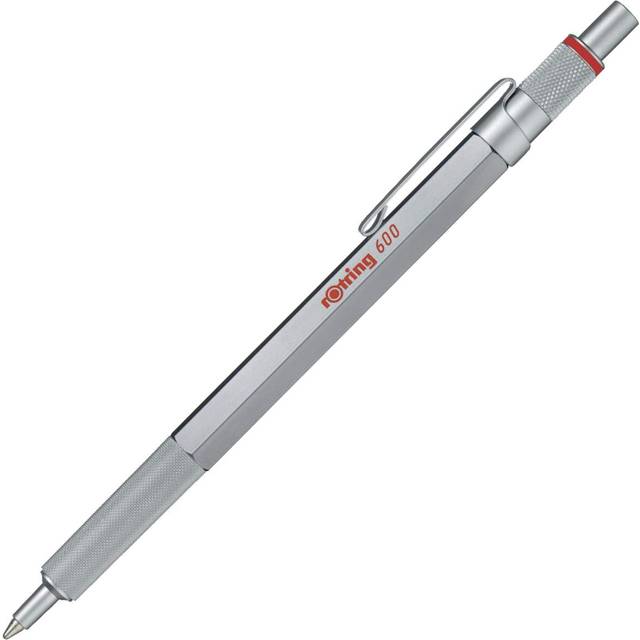 Rotring 600 Ballpoint Pen, Medium Point, Blue Ink, Silver Barrel, Refillable