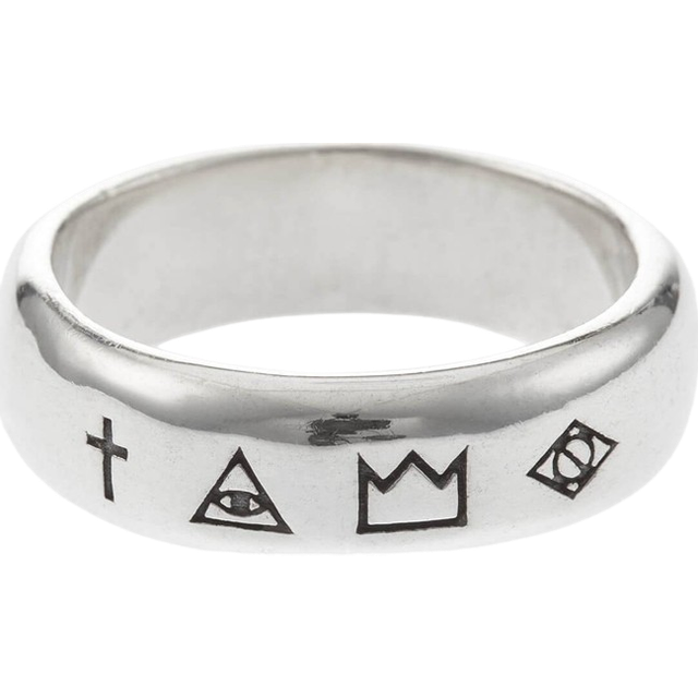 Serge Denimes Mens Silver 4 Symbols Sterling-silver Ring P - SILVER