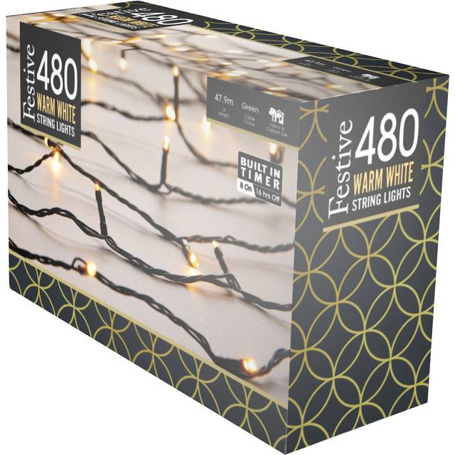 38.32M Warm White LED Multi-Function String Lights - 480 Lights