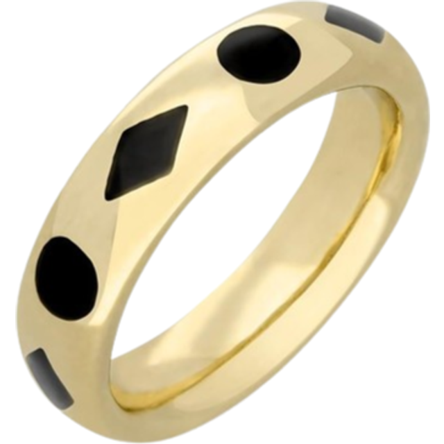 9ct Yellow Gold Whitby Jet Wedding Band Ring