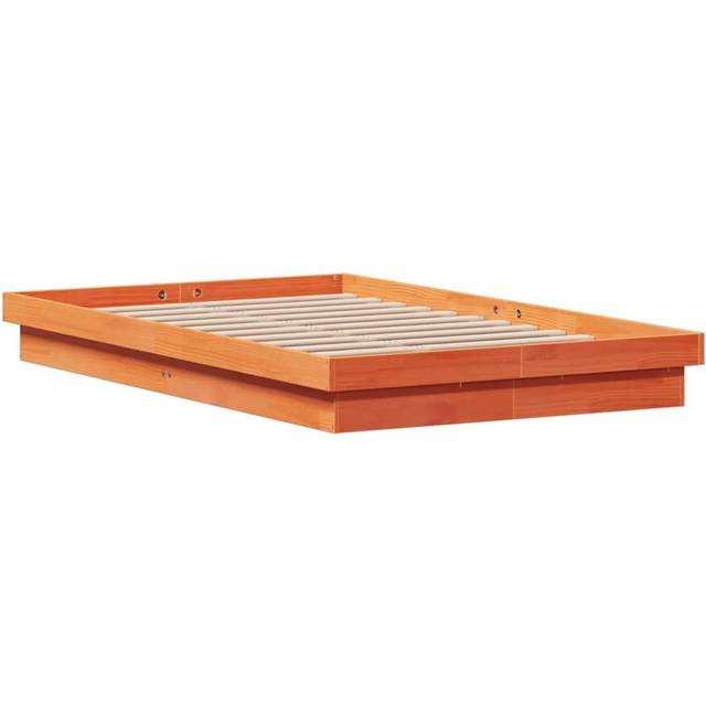 (135 x 190 cm) vidaXL LED Bed Frame Mattress Foundation Bedstead Platform Bed Base Solid Wood