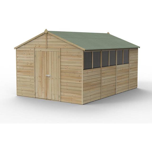 Forest Beckwood 10x15 Apex Shed - 6 Windows - Double Door