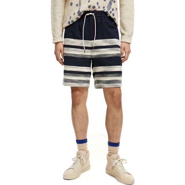 Scotch & Soda, Casual Shorts, male, Blue, XL, Striped Linen Bermuda Shorts