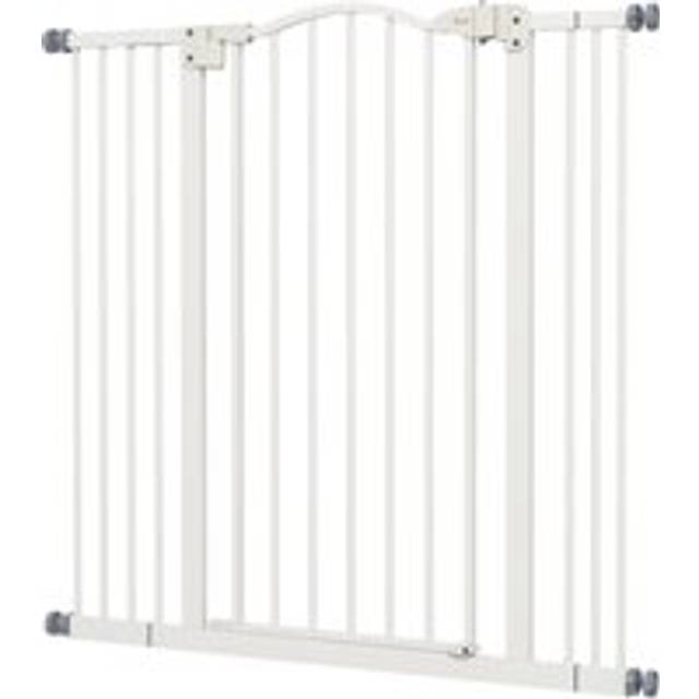 PawHut Metal Pet Safety Gate Dog Gate Folding Fence, White Aosom UK