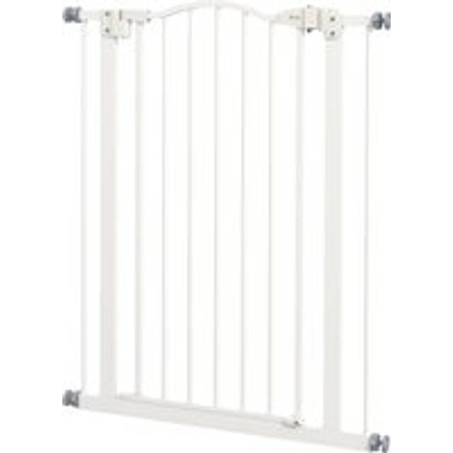 PawHut Metal Pet Safety Gate Dog Gate Folding Fence, White Aosom UK