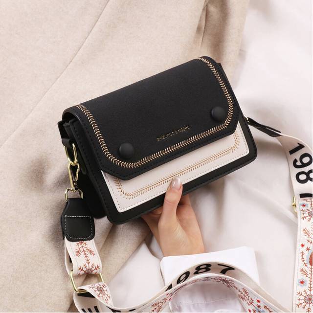 (Black) Shoulder Single Crossbody Bag Fashion Casual Simple Solid Color Girls Style
