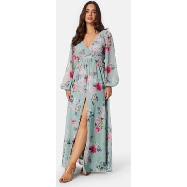 Floral Long Sleeve Chiffon Maxi Dress