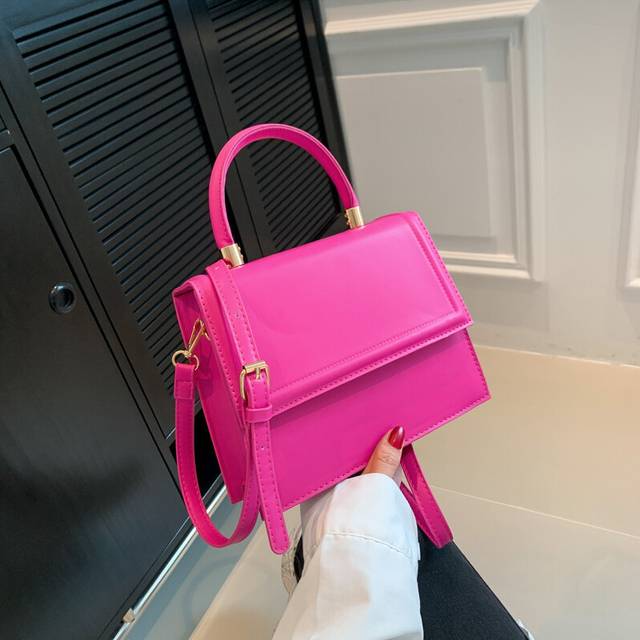 (Rose Red) Shoulder Crossbody Single Bag Fashion Casual Simple Solid Color Girls Style