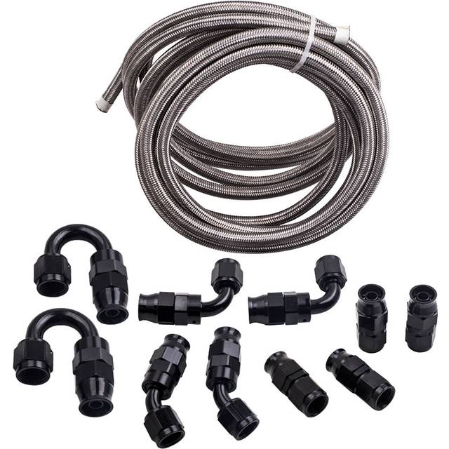 New AN6 Braided PTFE E85 Ethanol Oil Line Fuel Hose End Fitting 20FT 6 Meters