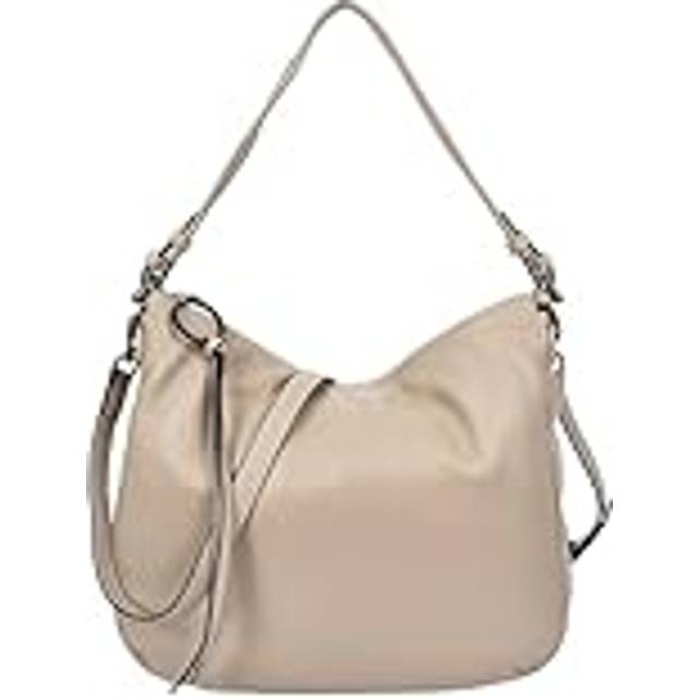Womens Real Leather Handbag Hobo Style Shoulder Bag Diana Blue - Taupe - Medium