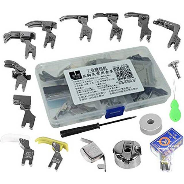 17 pcs/Set Industrial Sewing Machine Parts, Sewing Machine Accessories with a Case Include Presser Foot Bobbin Needle Bobbin Case Screwdriver