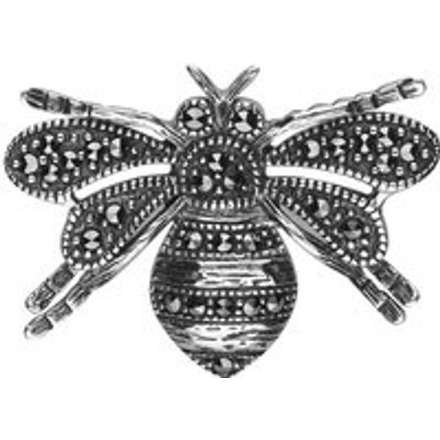 Sterling Silver Marcasite Style & Fashion Bee Brooch - Silver