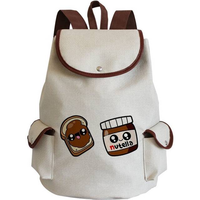 (sj5592 Nutella) Portable Nutella Print Backpack Girl Harajuku High Capacity Children Schoolbag
