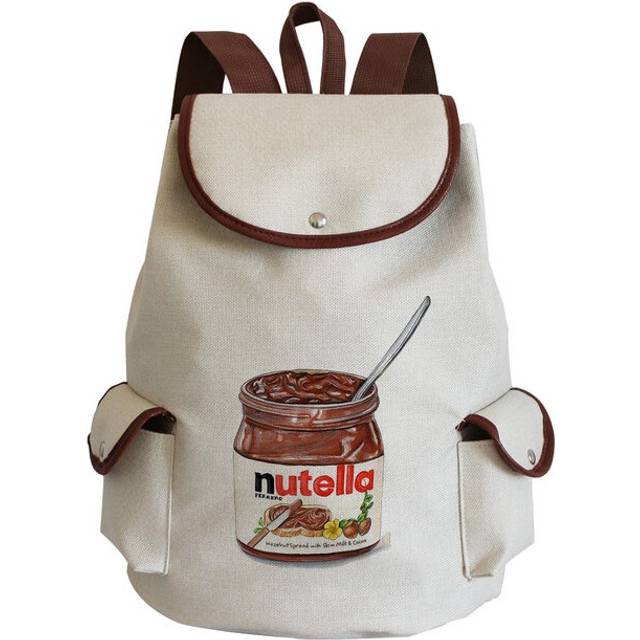 (sj5585 Nutella) Portable Nutella Print Backpack Girl Harajuku High Capacity Children Schoolbag