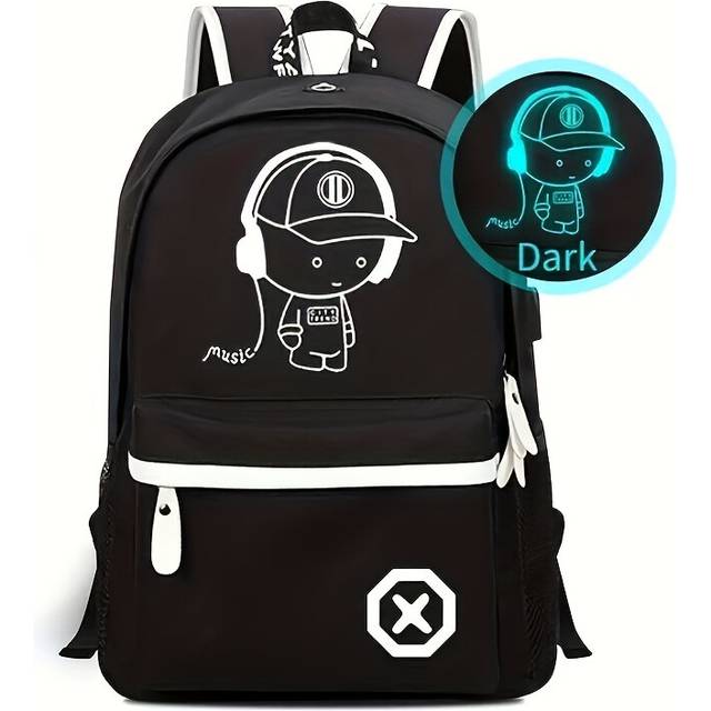 (Black) Lightweight Travel Backpack Junior High School Backpack Large Capacity Backpack