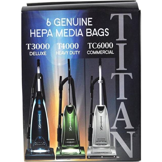 Titan T3000  T4000  TC6000 HEPA Paper Vacuum Bags TUV-H 6PK  White