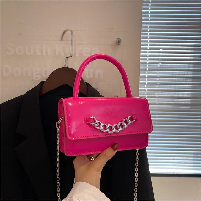 (Rose Red) Shoulder One Crossbody Small Square Bag Fashion Casual Simple Classic Girl Style
