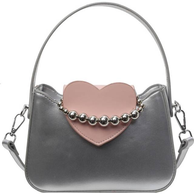 (Silver) Love Bag Crossbody High Quality Pearl Under The Arm Bag Pu Material Female Bag